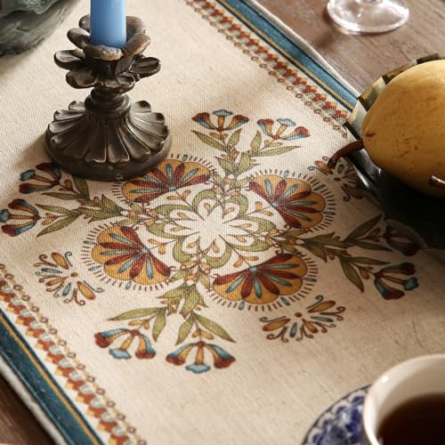 Patdrea Designer Vintage French Linen Table Runner,12"X71"-Wensel E - color: Wensel E Linen, size: 12"*71"