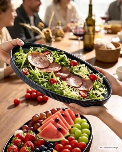 famiware Large Serving Platters Set of 3 Sizes - Oval, Nebulas Blue - color: Nebulas Blue
