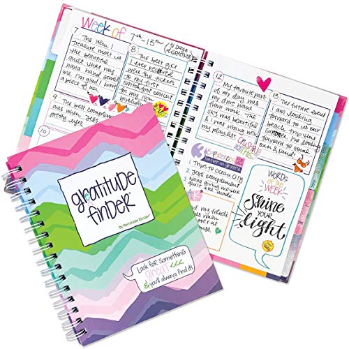 Denise Albright Gratitude Finder® 52 Week Non-Dated Journal for Women, Teens & Girls with 165 Hand-Illustrated Stickers (Preppy 'n' Pink Chevy) - color: Preppy 'n' Pink Chevi Gratitude Finder Journal