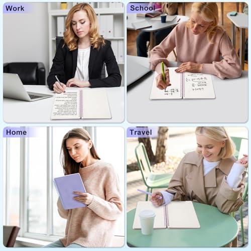 Lined Spiral Notebook for Women, A5 College Ruled Leather Spiral Journals - color: Purple, size: A5