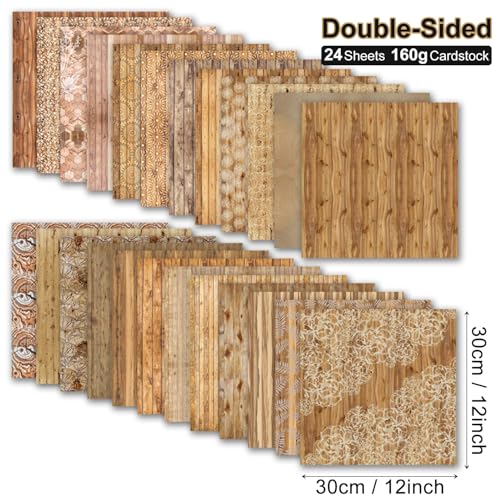 Gingham Scrapbook Paper Wooden Boho Patterned Paper Pad 12×12,24 Sheets Double-Sided Bobo Floral Scrapbooking CardStock Papers Pad for Holiday Cardmaking DIY Origami Papers. - color: PAD2108