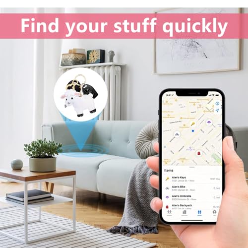 Leather Keychain holder Protective Case Compatible with Apple AirTag - color: White Lamb