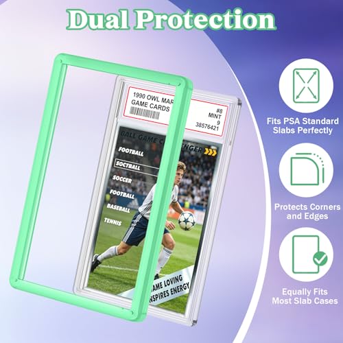 for 1 Pack PSA Slab Guard,Durable PSA Slab Protector Case,Hard TPU Stackable,Shock Absorbing Edge Protection,Soft Touch,Multiple Colors Guards with Precision Fit for Graded Cards Case,Green - color: Green, size: 1 Pack
