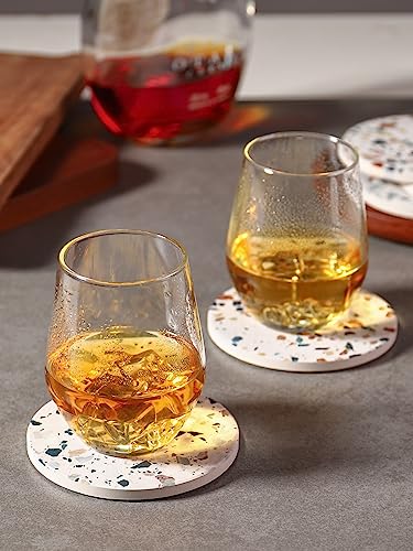 LIFVER Coasters Set of 6, Terrazzo Style Ceramic Drink Coasters with Holder - color: Terrazzo Marble, size: 6 Pack