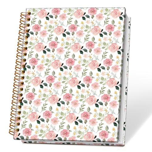 Floral Notebook Journal for Teen Girls & Women, Retro Floral Stuff - Office Supplies, Vintage Pastel Flowers Bible Hardcover Spiral Notebook, 5.5x8.3 Inch - color: 02-coquette Floral(01)
