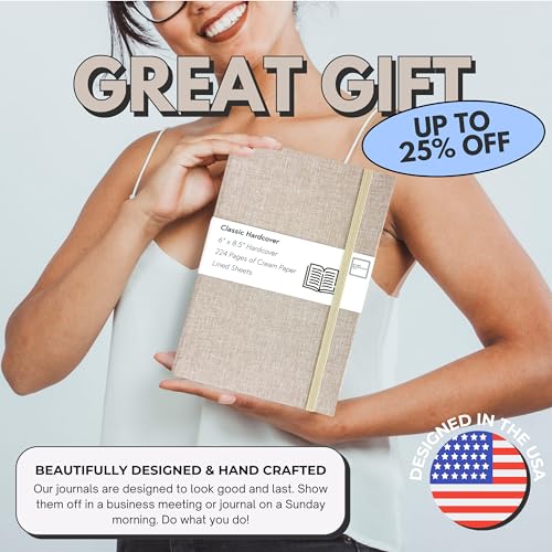 Portage Lined Hardcover Aesthetic Notebook Writing Journal – Bleed-Proof Paper Notepad for Journaling, High GSM, A5 Notebook, Cream Pages - Oatmeal, 6 x 8.5 Inches, 224 Pages - color: Oatmeal, size: Lined Pages