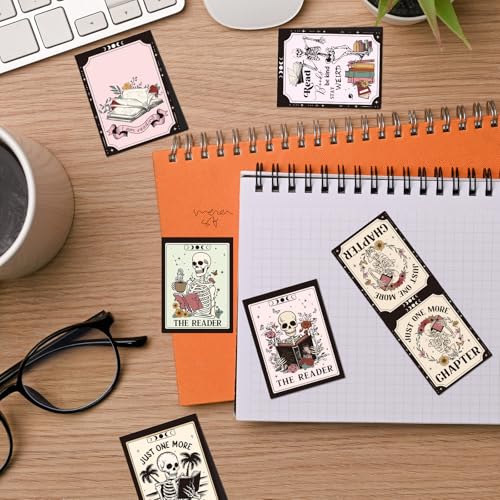 Wxiben Skeleton Magnetic Bookmark Gifts - 8Pcs Skull Flower Bookmarks Magnetic Skeleton Reading Book Mark Magnets Bookmark Page Markers Clip for Women Book Lover Bookish Reader Students Teachers - style: Skeleton Reading