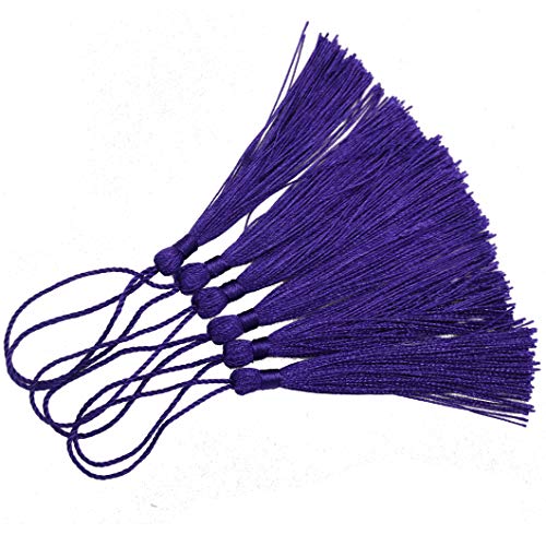 100Pcs 5 Inch Silky Bookmark Tassels for Jewelry, Souvenir(D-Purple) - color: Dark Purple