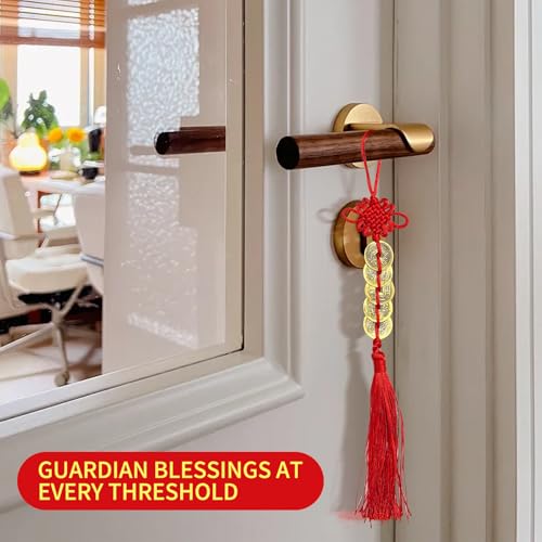 Feng Shui Good Luck Charms, Red Knot Wall Hanging for Car,House,Office, Backpack, Key Chain, Wealth and Success Five Emperor Money(5coins) - 2pcs - color: Chinese Knot Five Emperor Coins Ornament 2pcs