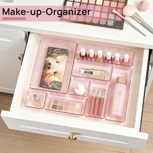 Vtopmart 25 Pack Plastic Drawer Organizers with Anti-slip Rubber Pads - color: Transparent Rose Gold