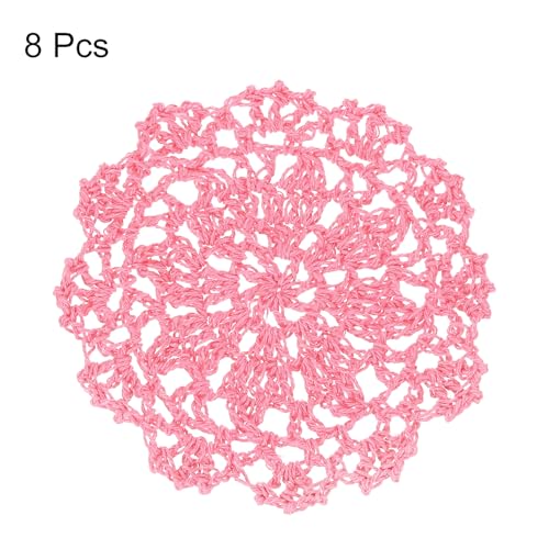 uxcell Fabric Coasters, 8pcs 4" - Cotton Woven Crochet Doilies, Lace Embroidery Cup Mat with Floral Pattern for Wedding Party Decoration (Light Rose Red) - color: Light Rose Red