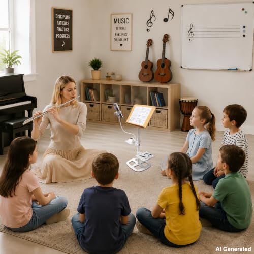 3-in-1 Wooden Music Stand, Metal Bracket Book Stand for Reading Podium