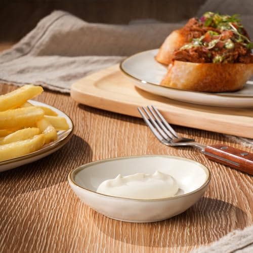 famiware Ceramic Soy Sauce Dish, 2.1oz Dipping Bowl Set of 6, Vanilla White - color: Vanilla White, size: 6pcs