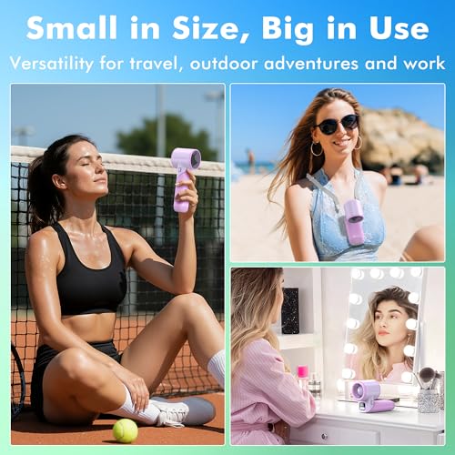 AMACOOL Portable Handheld Turbo Fan, Max 20 Hours Runtime, Gifts for Women - color: Purple