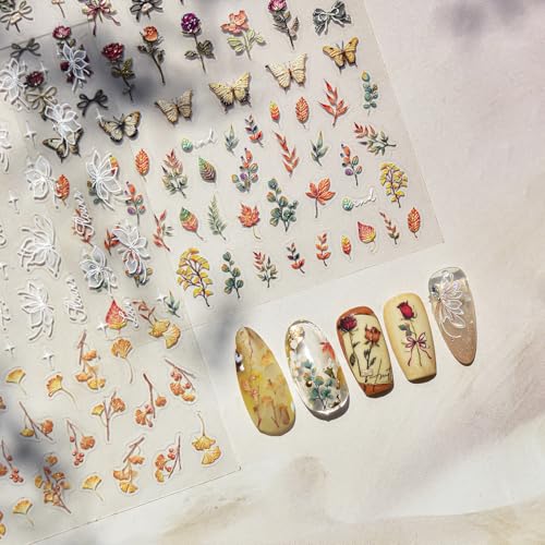 Nail Stickers 5D Embossed Self-Adhesive Nail Art - color: Amber Whisper