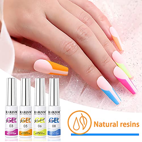 RARJSM Painted Gel Nail Polish Set, Line Art Gel 12 Colors Neon Pink Yellow Green Glitter Silver Gold Nail Art Painting Manicure Tools DIY Drawing NailGel for Line U V L E D Required - color: Pink