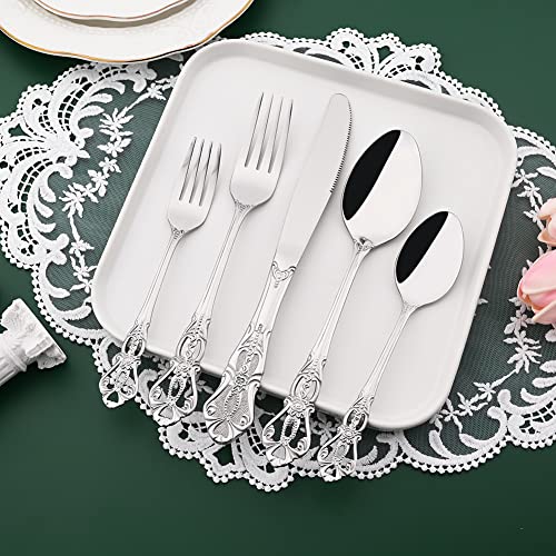 8.3 Inch Dinner Forks Set of 6, Stainless Steel Silverware Table Forks, Shiny Silver Metal Forks for Home Kitchen or Restaurant, Mirror Finish, Dishwasher Safe - size: Dinner Fork 6 Pieces