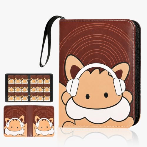Cute 9 Pocket Trading Card Binder, 3-Ring Card Album - color: Brown, size: Large