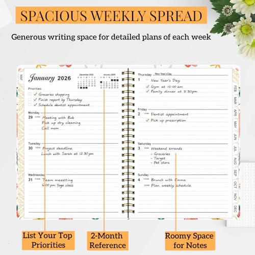Planner 2026,Jan 2026-Dec 2026 Monthly & Weekly Calendar Planner,A5 Size - color: Orange
