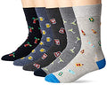 Amazon Essentials Men's Patterned Cotton Dress Crew Socks, 5 Pairs - color: Party, size: 8-12