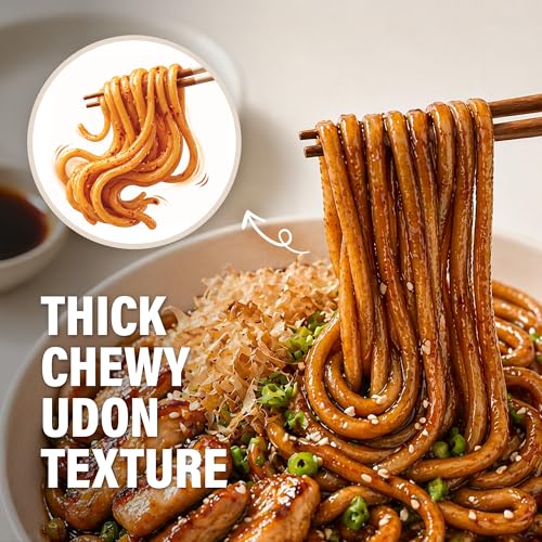 Nongshim Yaki Udon Teriyaki, Stir-Fry Korean Instant Udon Noodles, 10 Pack