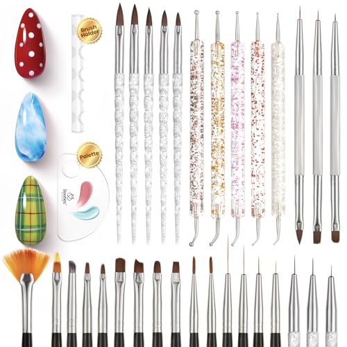 Beetles 31pcs Nail Art Brushes, Dotting Tools, Nail Art Pens, Dust Brush - color: A-Multicolor-31