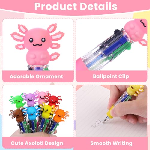 36PCS Axolotl Fun Pens Kawaii Mini Multicolor Gift Pens for Party Favors - style: Cartoon Axolotl-36pcs