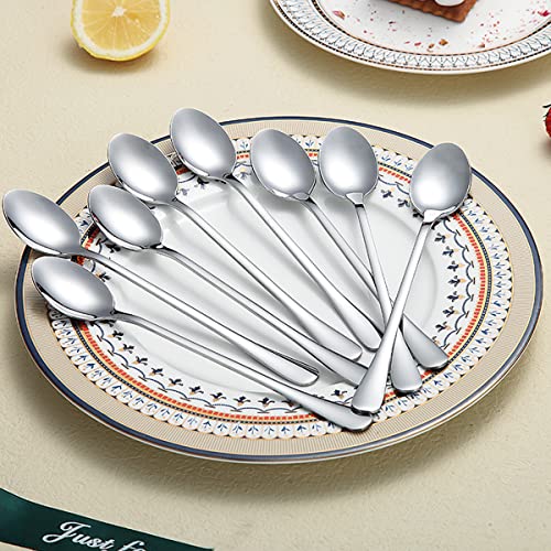 Premium Stainless Steel Ice Cream and Cocktail Spoons - Set of 8 (Silver) - color: 1. Silver-8 Piece