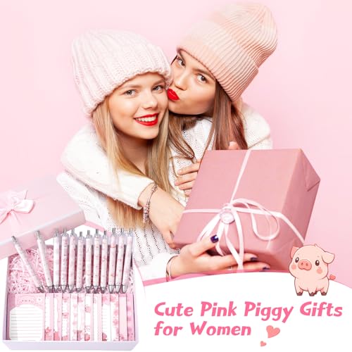 Dispowreath 24 Pcs Piggy Sticky Notes with Pens Pink Pig Themed Christmas Gifts Self Adhesive Notepad Cute Memo Notes Pads Black Ink Ballpoint Pen for Pig Lover Gifts Office School Students Teacher - style: Pig