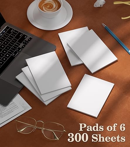 Notepads 4x6 - Blank Memo Pads - 50 Sheets per Notepad - Set of 6, Note Pad - color: White- 6 Pack, size: 4x6