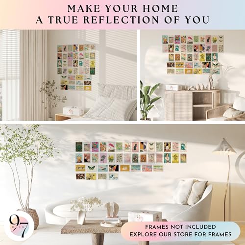 97 Decor Eclectic Wall Collage Kit, 40 Colorful Prints, 4x6 Unframed