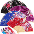 Zonon 4 Pack Hand Held Folding Fans for Women Silk,Japanese Flowers - style: Japanese Flowers