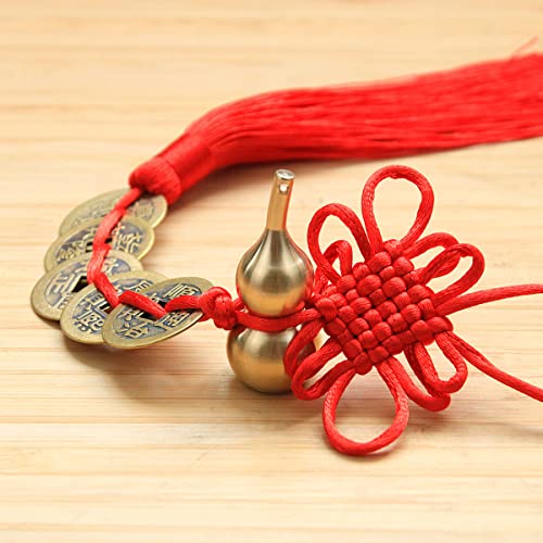 Feng Shui Brass Gourd red Chinese Knot Tassel Home Decor Wu Lou Hanging Bring You Good Luck and Wealth,Chinese New Year Spring Festival Party Decor Gifts
