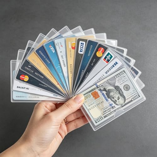 15 Pack Social Security Card Protector Sleeves, Ultra Clear Card Storage Holders Durable Waterproof for Credit Cards, Debit, Index Card, Bus Pass, Membership Cards – Clear Protective Case