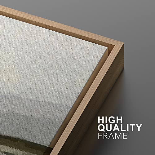 MUDECOR Framed Canvas Print Wall Art Mountain Range Storm Cloud Lake Landscape Vintage Classic Illustrations Fine Art Decorative Zen Multicolor Country/Farmhouse Retro for Bedroom - 24"x36" Natural - color: A03-2303-win01, size: 36"L x 24"W