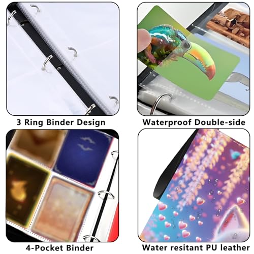 4 Pocket Trading Card Binder, Holds 400 Cards, 3-Ring Binder - color: Cute fantasy cat