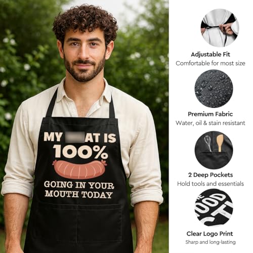 Funny Black Grill Apron with Pockets for Man,Dad,Husband,Father in Law,Chef Daddy Grilling Apron BBQ Cooking Gifts - color: Funny Dirty Apron-2