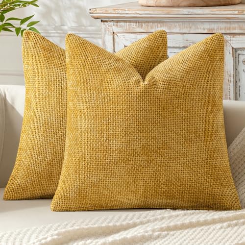 MIULEE Decorative Couch Throw Pillow Covers 16x16 in Mustard Yellow 2 Pack - color: Gold, size: 16" x 16" (Pack of 2)