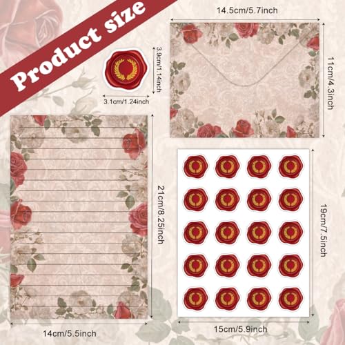 FUNCLASS 160 Pcs Vintage Floral Stationery Set Letter and Envelopes - color: Vintage Floral