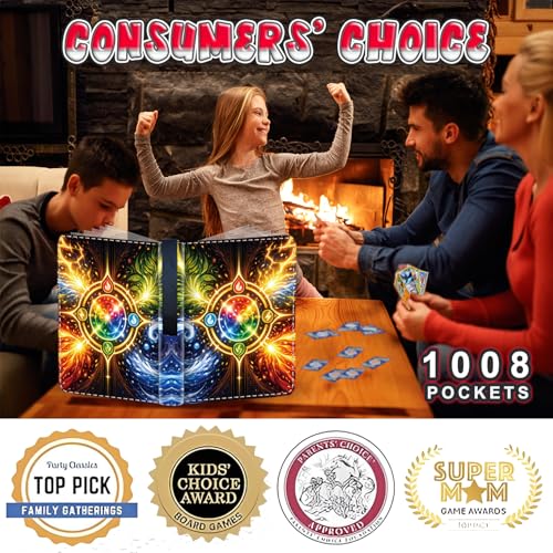 1008 Cards 9 Pocket Trading Card Binder, 3-Ring Trading Card Binder with 56 Page Removable Sleeves, High Storage Waterproof Trading Card Holder Collection Double Sided Card Album for MTG TCG Cards