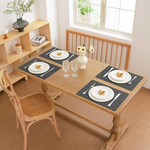 FROMHEART Faux Leather PU Placemats Set of 4 (Dark Grey,11.8" x 17") - color: Dark Grey, size: Set of 4