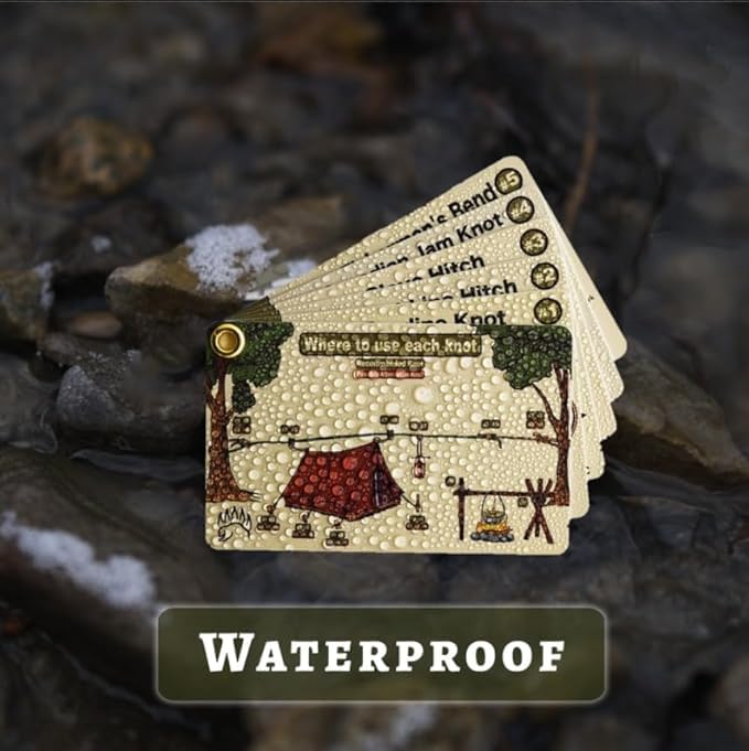 Knot Tying Kit | Camping & Outdoor Knots Edition - by The Bear Essentials Outdoors with Waterproof Knot Cards | for Survival, Camping, Backpacking, Hiking & Scouts - style: Knot Cards Only