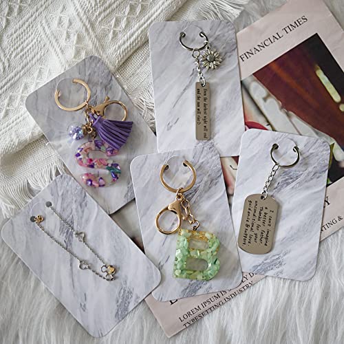 Temlum 3''x4.7'' Keychain Display Cards with Self-Sealing Bags, Marble 100p - color: Marble