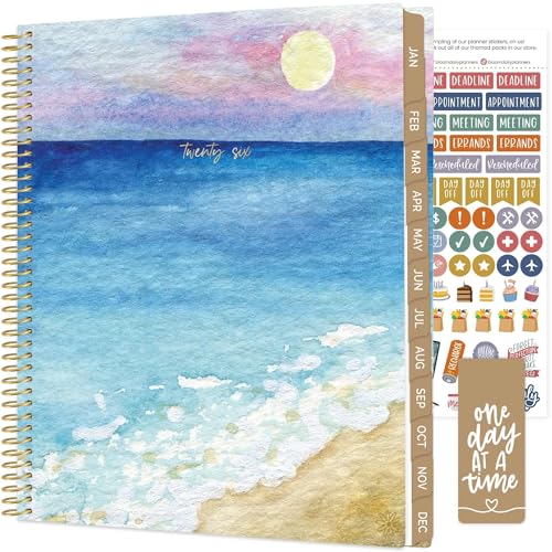 bloom daily planners 2026 Planner (January to December) - 8.5” x 11” Weekly & Monthly Dated Agenda Organizer Book with Stickers & Tabs - Flexible Soft Cover - Coastal Calm - color: Coastal Calm, size: 8.5" x 11"