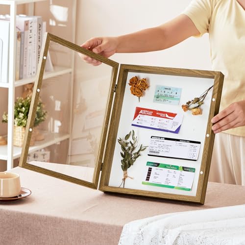 11x14 Brown Deep Shadow Box Picture Frame with HD Clear Glass - color: Brown, size: 11x14