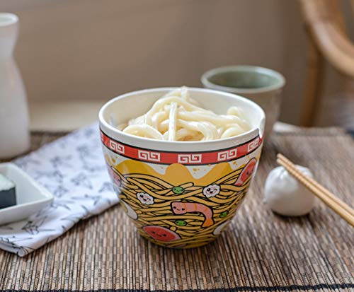 Toynk Sunken Noodles Japanese Ceramic Dish Set | 16-Ounce Ramen Bowl and Chopsticks Set