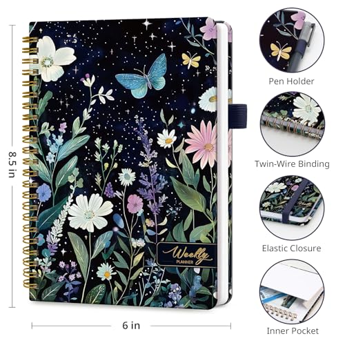 Taja Undated Weekly Planner, To Do List Notebook with Habit Tracker, A5 - color: o.Celestial Garden