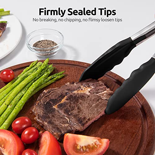 U-Taste Kitchen Tong for Cooking, 600ºF Heat-Resistant Silicone, 9in/Black - color: Black, size: 9 inch
