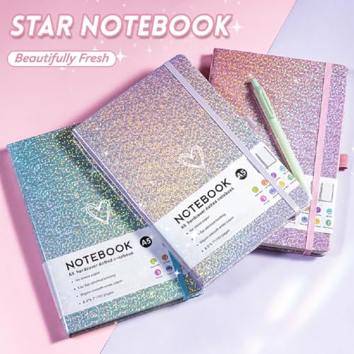 Bling A5 Lined Journal Notebook with Pen for Girls Women, Purple - color: Purple