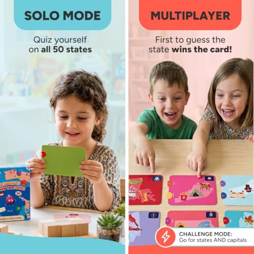 Kidrox Flashcards: Learn the 50 U.S. States – Pull-Tab Geography Game for Kids Ages 6+ | State Maps, Flags & Capitals | Includes U.S. Map Poster - color: Learn the Us States